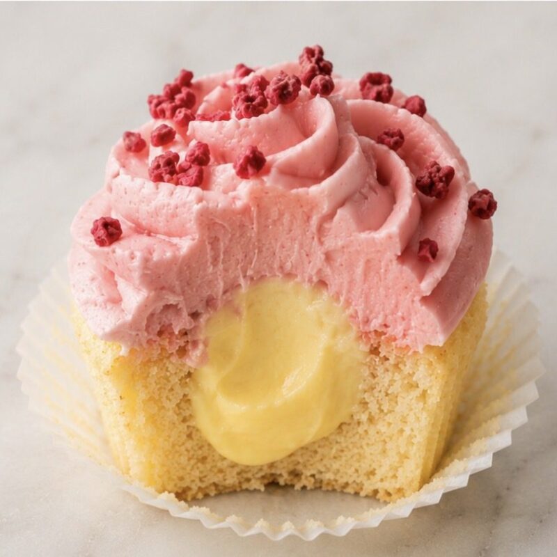 4-pk Bringebær & Vanilje cupcakes - KUN LOKAL HENTING!